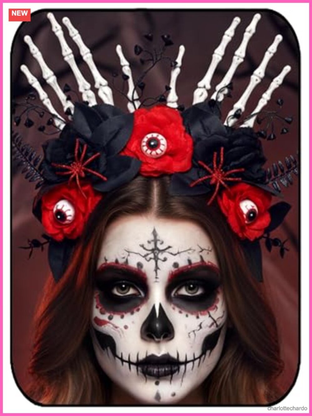 Day of the Dead Flower Crown Headband Skeleton Hands Halloween Costume Accessory